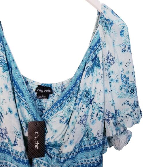 CITY CHIC Pretty Thing Top Seafoam Floral Cottagecore Blouse Size 18 - Picture 4 of 5